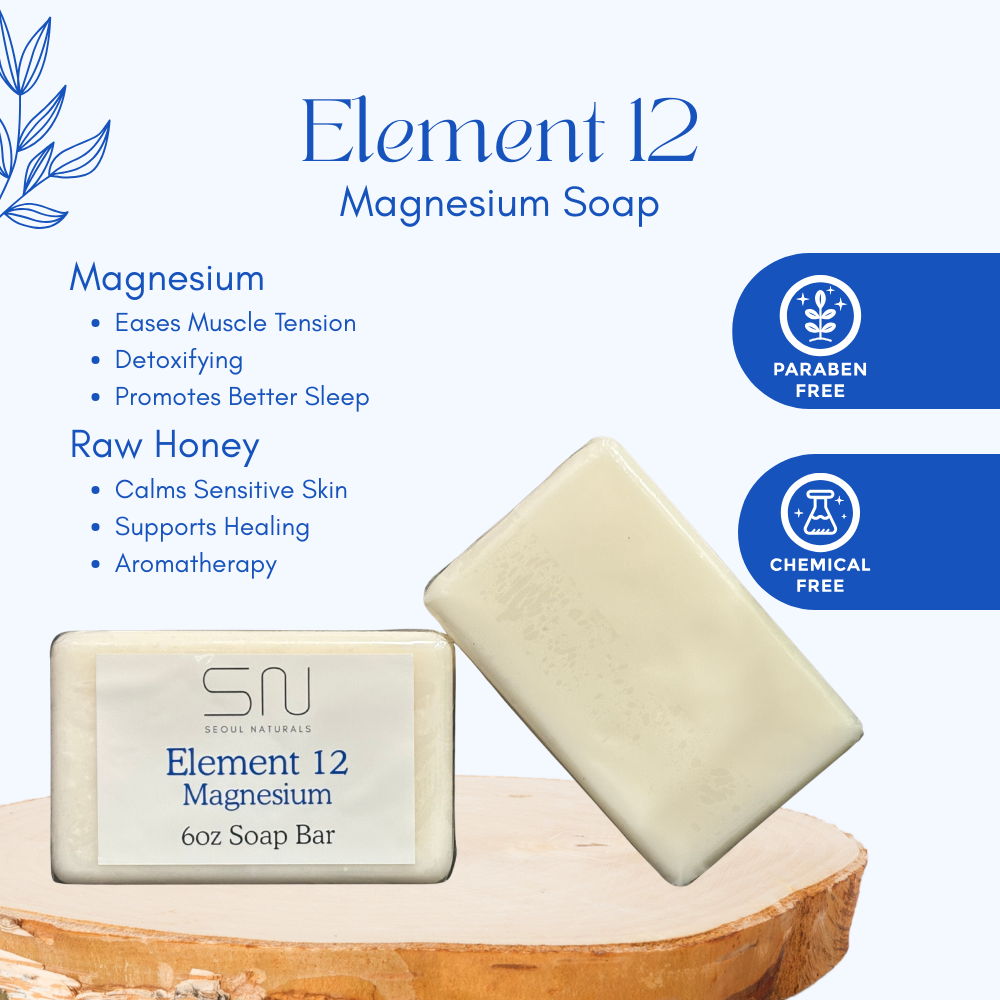 Seoul Naturals Element 12 Magnesium Soap with Lavender and Chamomile, k beauty, 6 oz