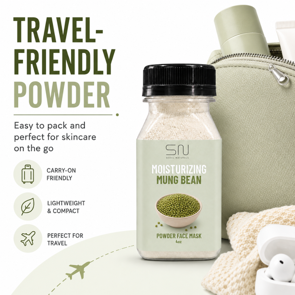 Seoul Naturals Mung Bean Face Mask Powder, 100% Natural Ingredients, K Beauty, 4fl oz