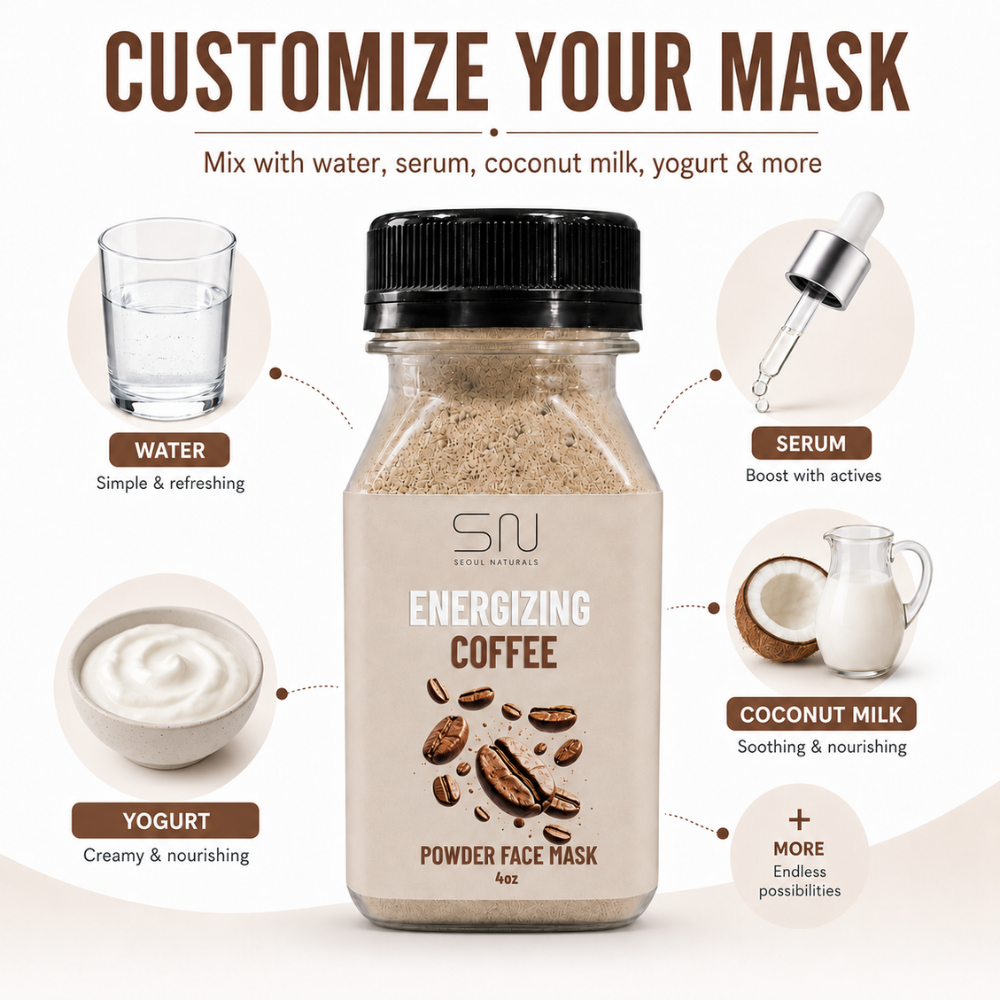 Seoul Naturals Coffee Face Mask Powder, 100% Natural Ingredients, K Beauty, 4fl oz