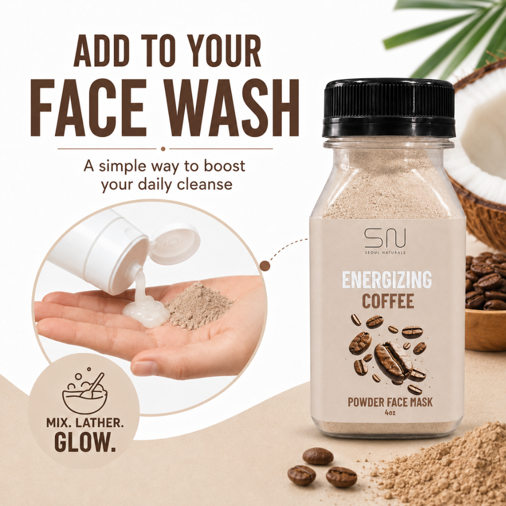 Seoul Naturals Coffee Face Mask Powder, 100% Natural Ingredients, K Beauty, 4fl oz