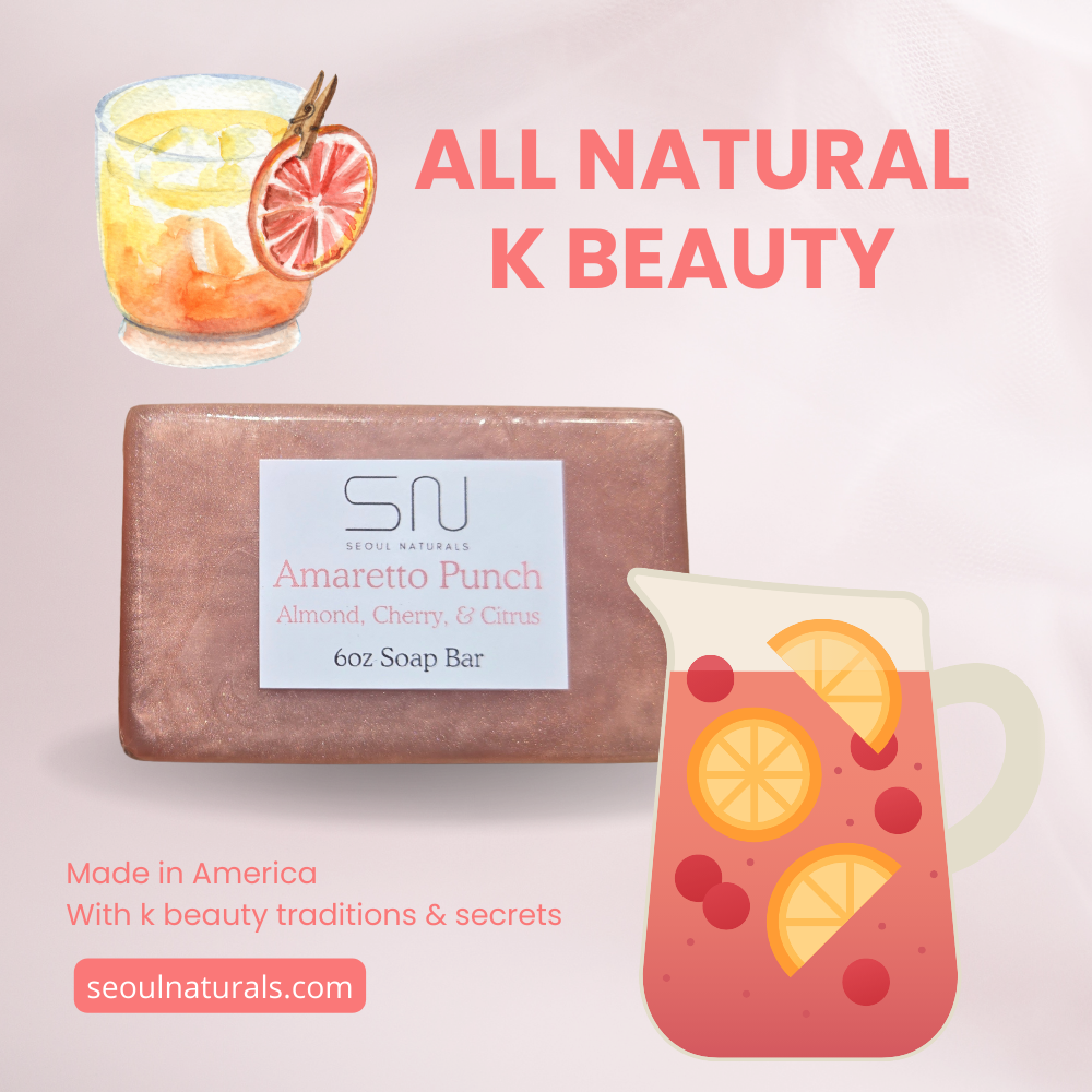 Seoul Naturals Amaretto Punch Soap Bar, Almond Cherry Citrus, k beauty, 6 oz