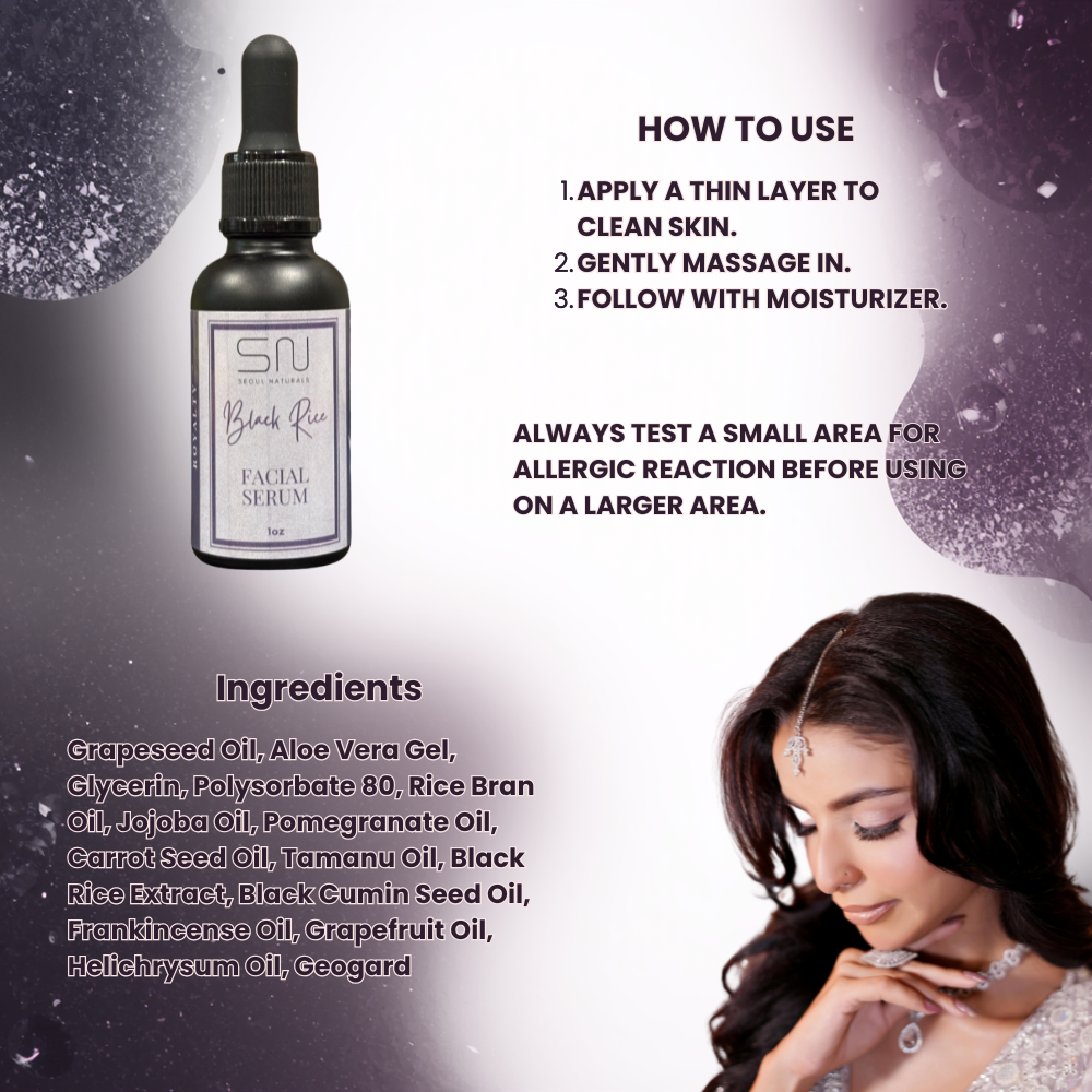 Seoul Naturals Royalty Black Rice Serum, Exfoliating Facial Serum, K Beauty, 1 oz