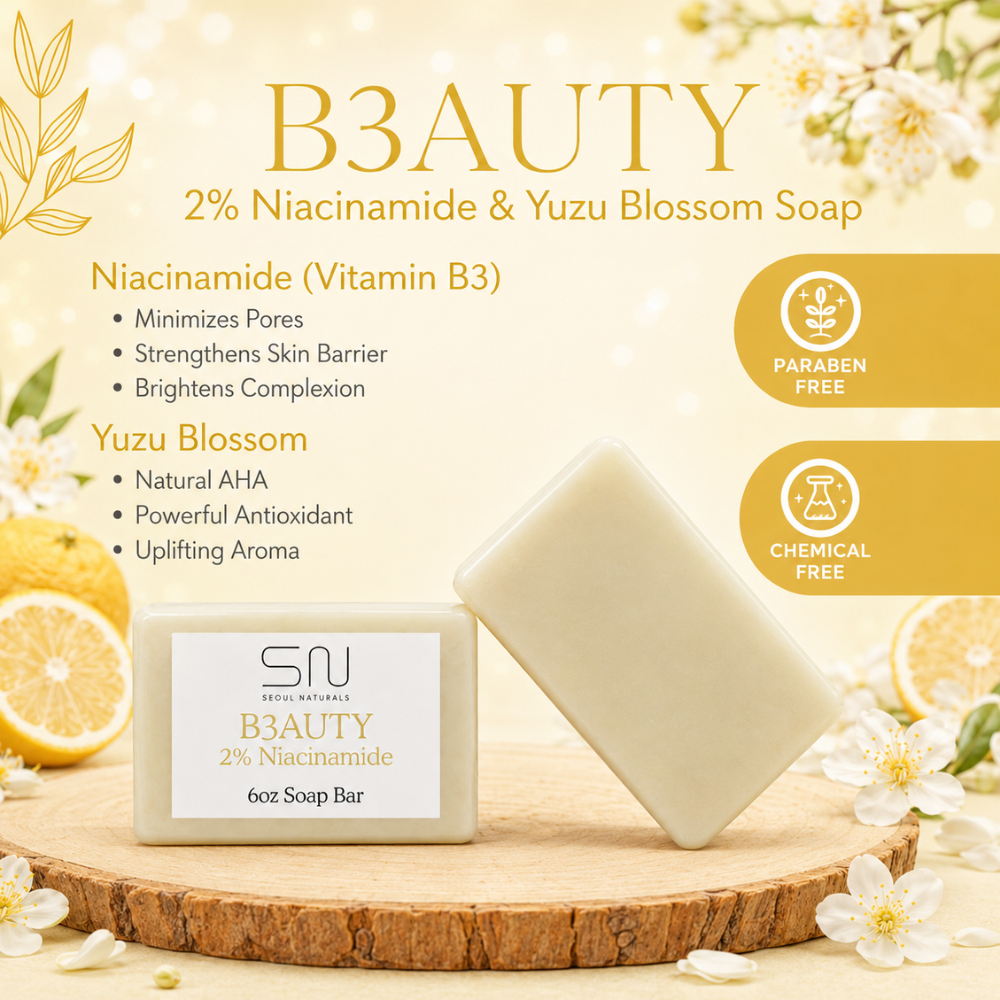 Seoul Naturals B3AUTY 2% Niacinamide Soap with Yuzu, k beauty, 6 oz