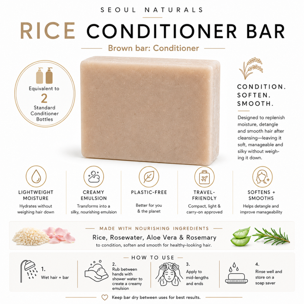 Seoul Naturals Rice Shampoo and Conditioner Set, Solid Shampoo & Conditioner Bar, Wooden Soap Saver Included Active Listed on May 28, 2026