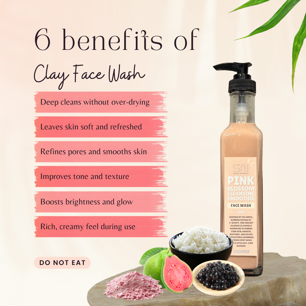 Seoul Naturals Pink Blossom Cleansing Smoothie Face Wash, k beauty inspired, 8oz