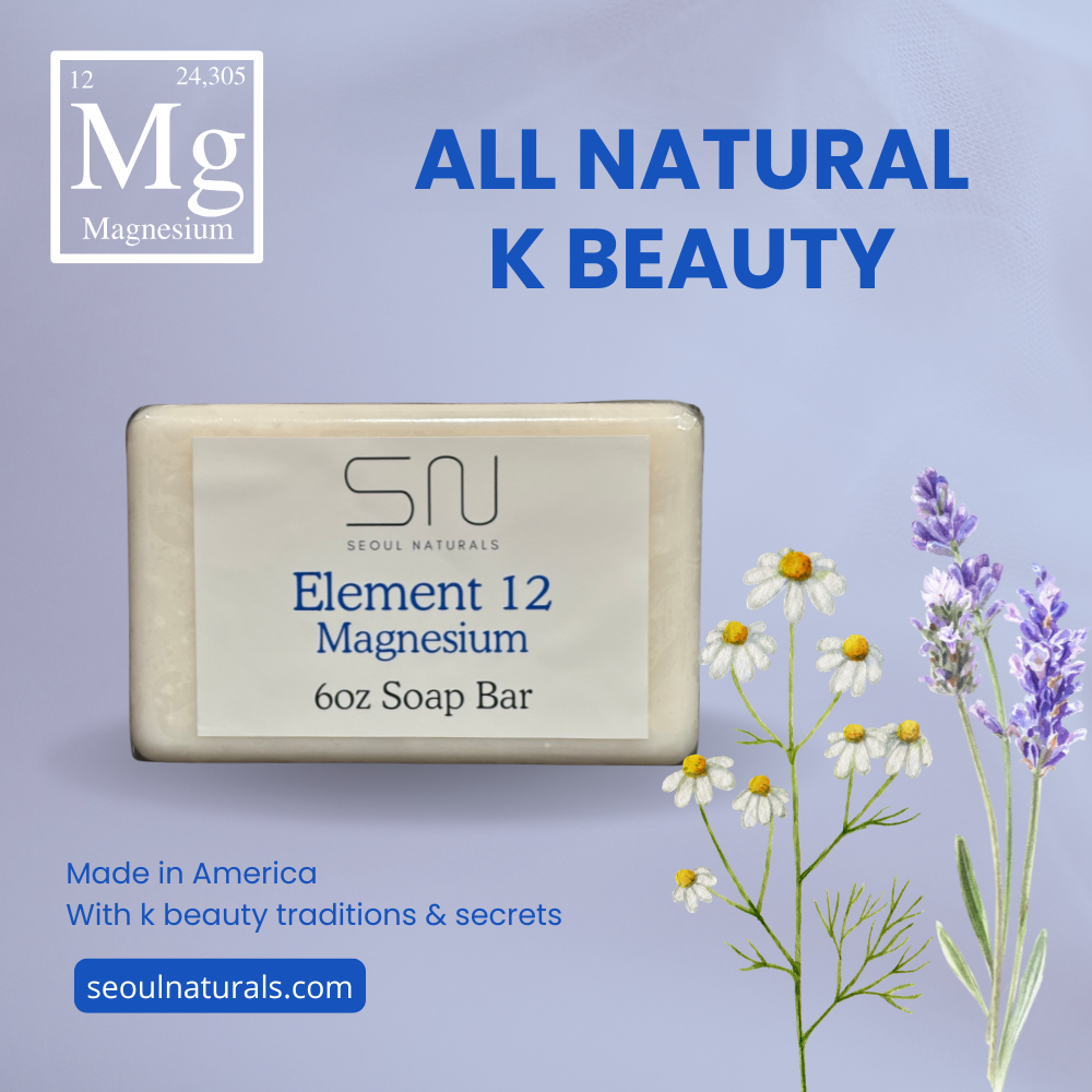 Seoul Naturals Element 12 Magnesium Soap with Lavender and Chamomile, k beauty, 6 oz