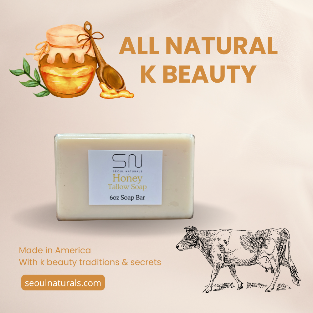 Seoul Naturals Manuka Honey Tallow Soap for Skin Cleansing, Handmade, Nourishing and Hydrating, k beauty, 6 oz