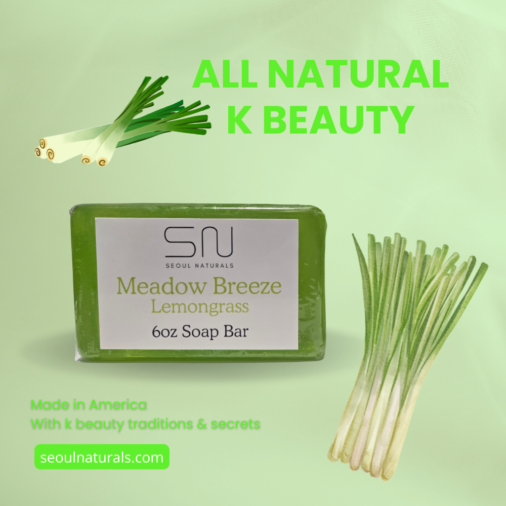 Seoul Naturals Meadow Breeze Lemongrass Glycerin Moisturizing Soap, k beauty, 6 oz