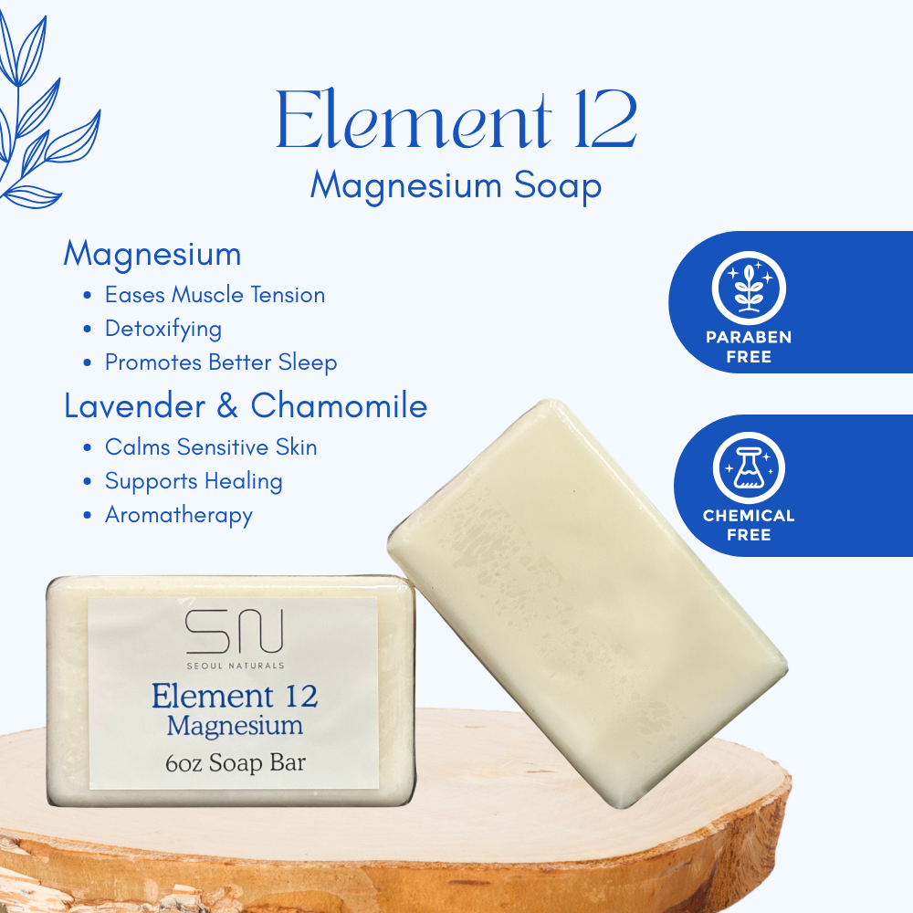 Seoul Naturals Element 12 Magnesium Soap with Lavender and Chamomile, k beauty, 6 oz