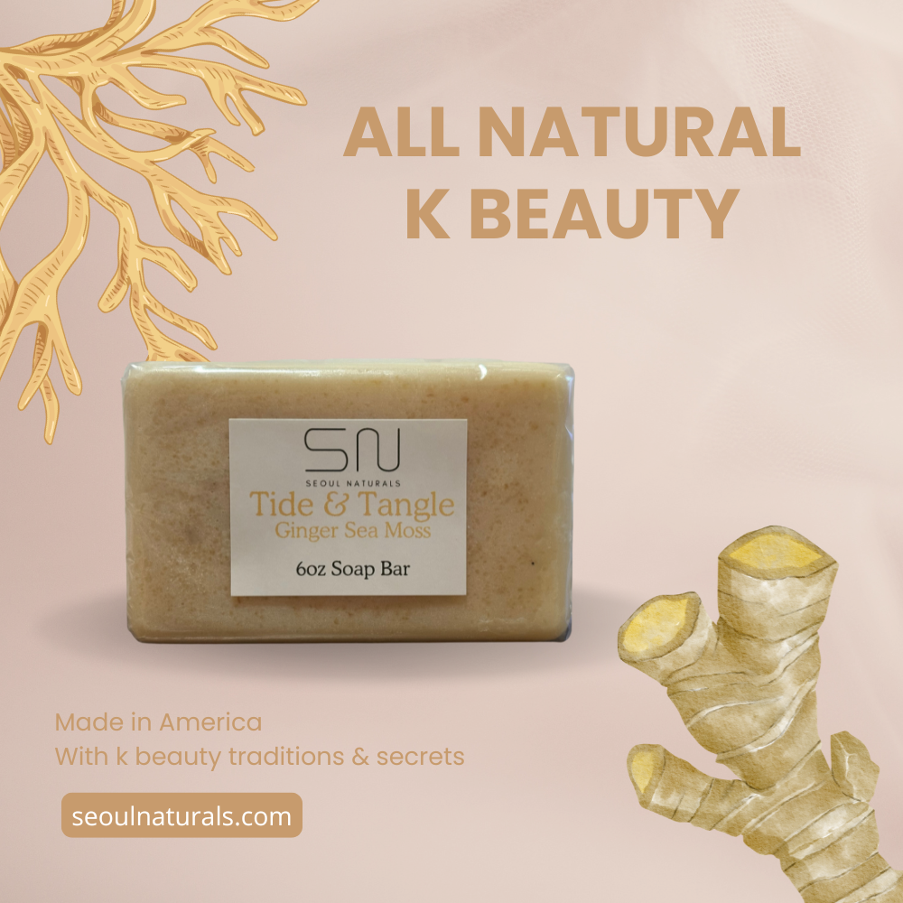 Seoul Naturals Tide & Tangle Sea Moss Soap with Raw Honey and Ginger, k beauty, 6 oz