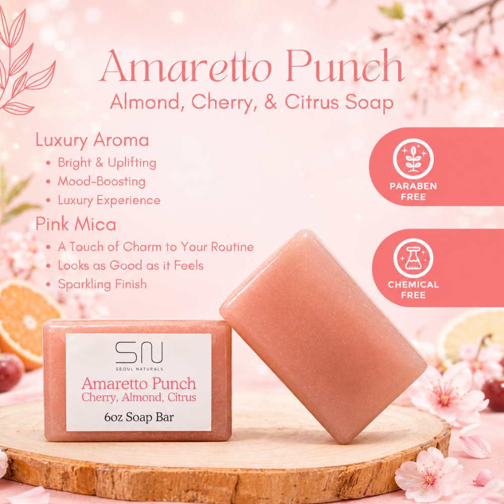 Seoul Naturals Amaretto Punch Soap Bar, Almond Cherry Citrus, k beauty, 6 oz