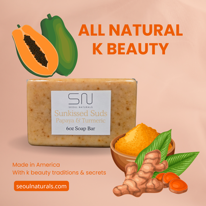 Seoul Naturals Sunkissed Suds Papaya Soap with Turmeric, k beauty, 6 oz