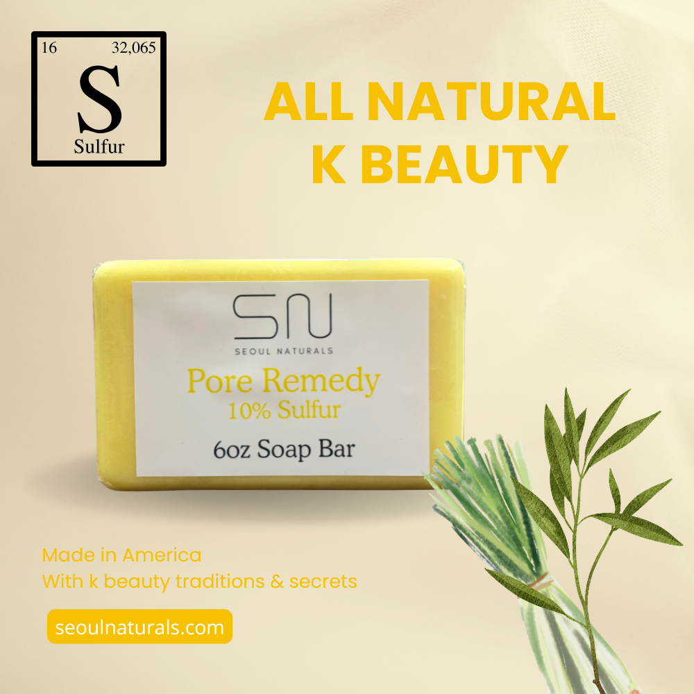 Seoul Naturals Pore Remedy, 10% Sulfur Soap with Lemongrass and Tea Tree Oil, k beauty, 6oz