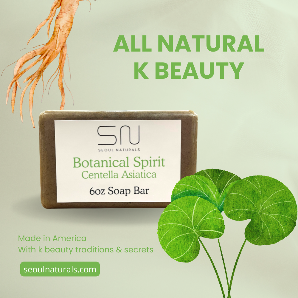 Seoul Naturals Botanical Spirit Centella Asiatica & Ginseng Soap, K Beauty, 6 oz