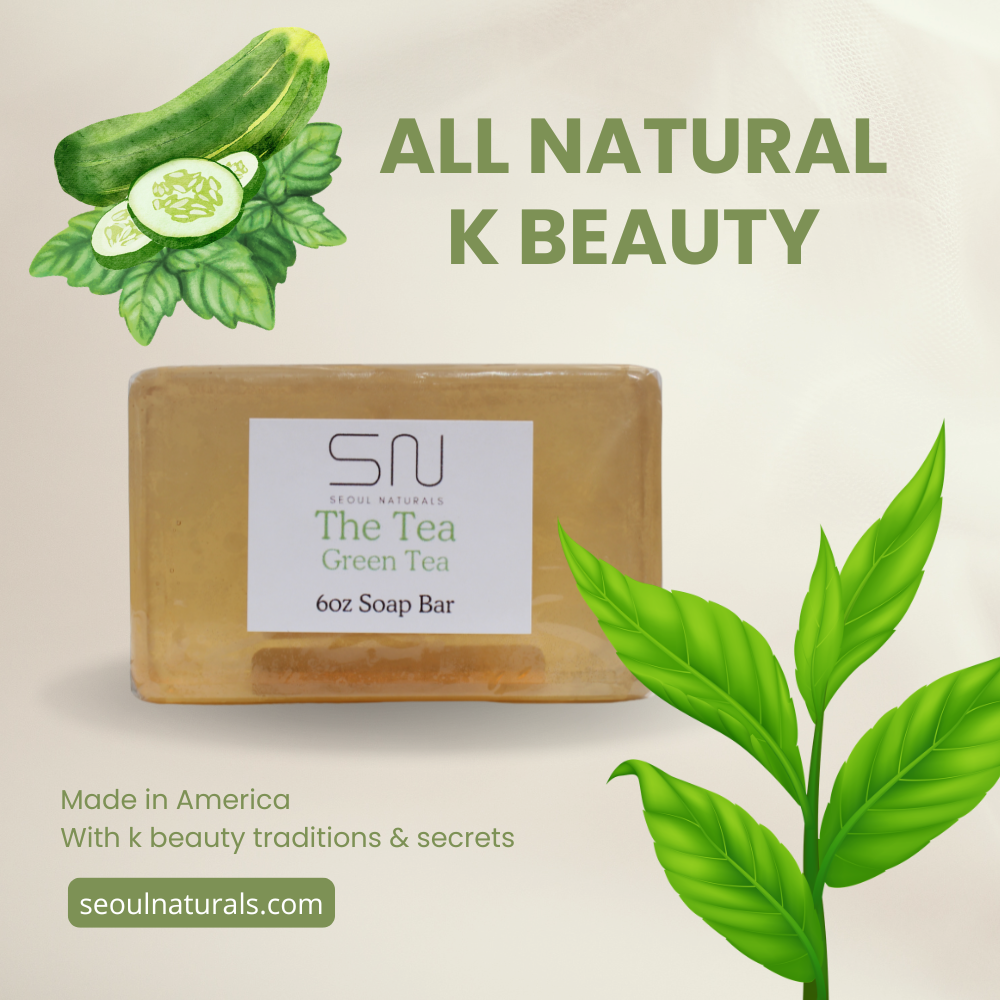 Seoul Naturals The Tea Green Tea Soap with Cucumber and Mint, k beauty, 6 oz