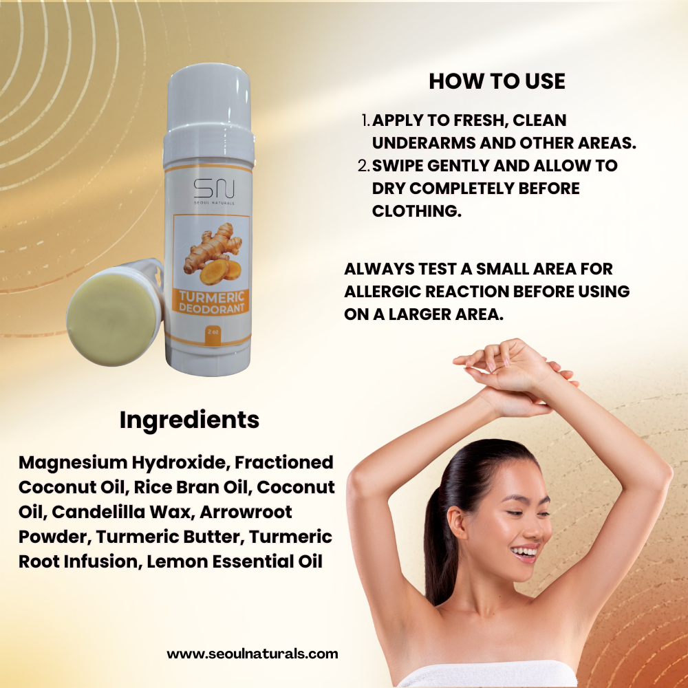 Seoul Naturals Turmeric Deodorant and Lotion Stick, lemon scented, k beauty, 2 oz