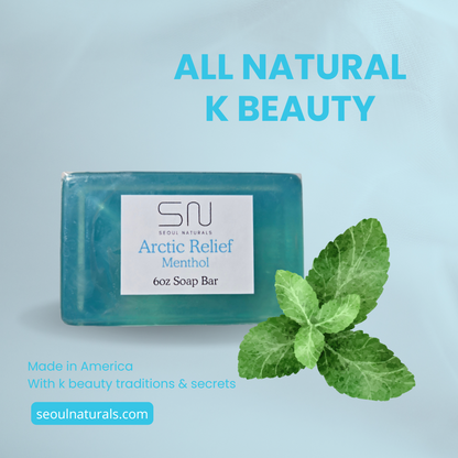 Seoul Naturals Arctic Relief Menthol Soap with Wintergreen and Arnica Oil, k beauty, 6 oz