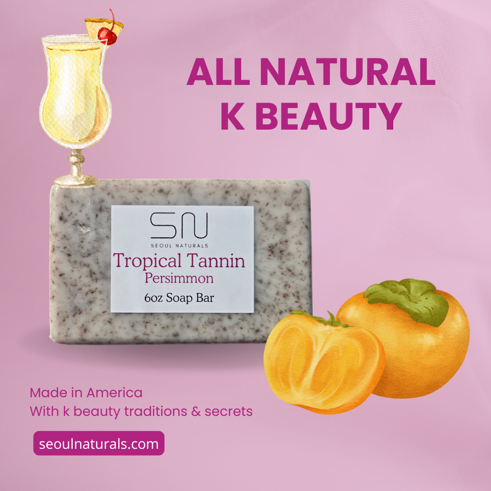 Seoul Naturals Tropical Tannin Persimmon Soap Bar, Piña Colada Scented, Nonenal Odor Neutralizer, k beauty, 6 oz