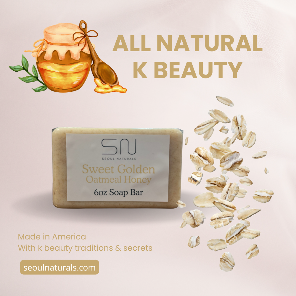 Seoul Naturals Sweet Golden, Oatmeal Honey Goats Milk Soap, k beauty inspired, 6oz