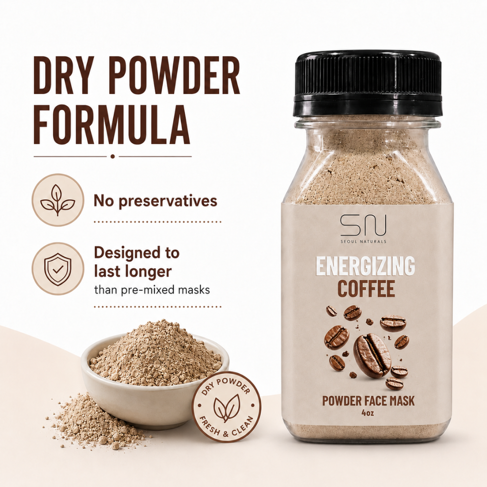Seoul Naturals Coffee Face Mask Powder, 100% Natural Ingredients, K Beauty, 4fl oz