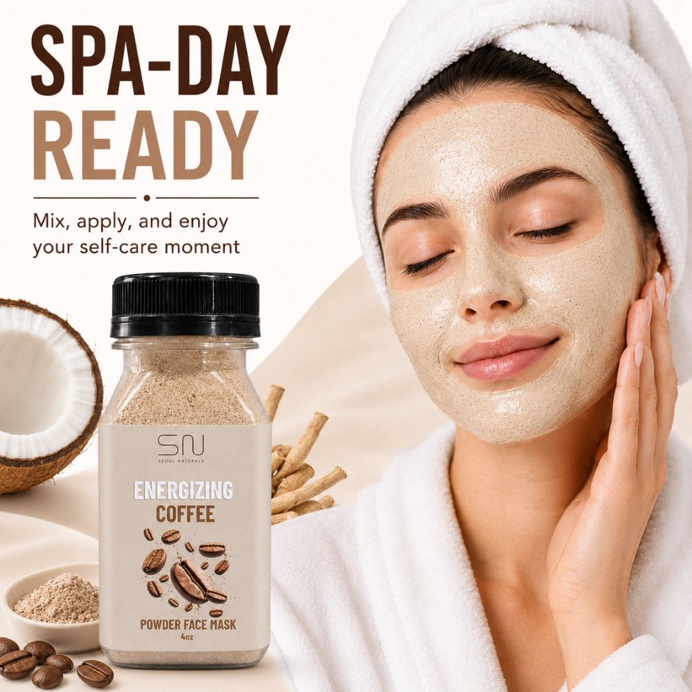 Seoul Naturals Coffee Face Mask Powder, 100% Natural Ingredients, K Beauty, 4fl oz