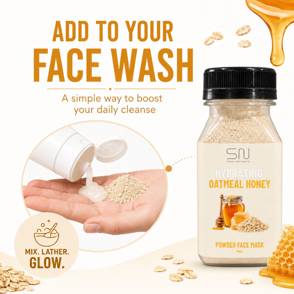 Seoul Naturals Oatmeal Honey Face Mask Powder, 100% Natural Ingredients, K Beauty, 4fl oz