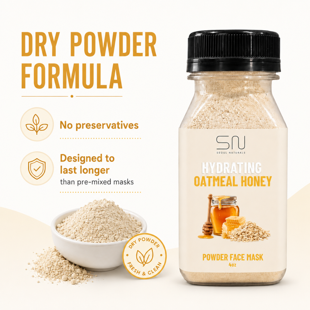Seoul Naturals Oatmeal Honey Face Mask Powder, 100% Natural Ingredients, K Beauty, 4fl oz