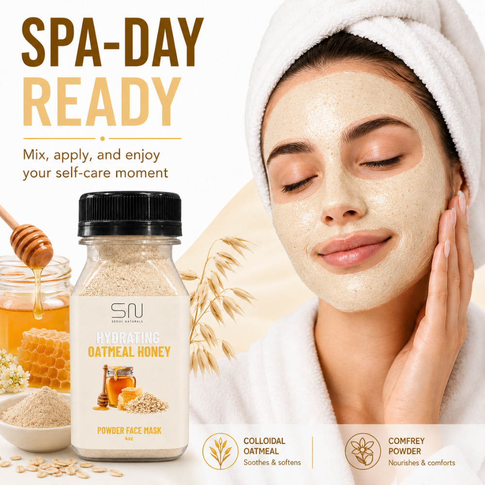 Seoul Naturals Oatmeal Honey Face Mask Powder, 100% Natural Ingredients, K Beauty, 4fl oz