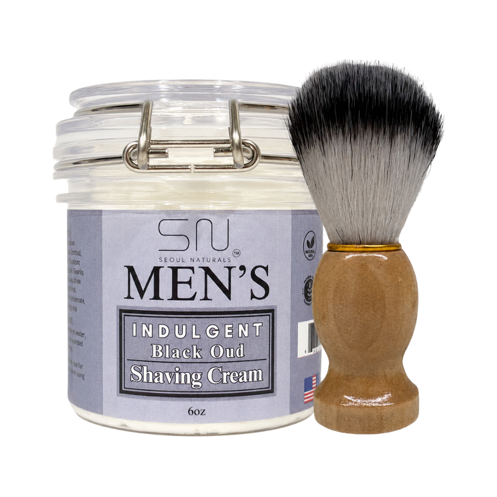 Seoul Naturals Men's Shaving Cream with Barber Brush, k beauty, 6 oz