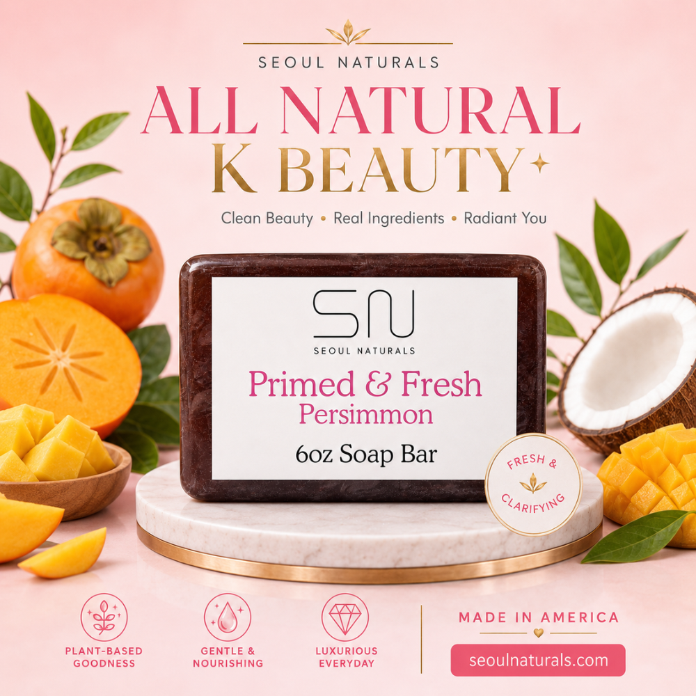 Seoul Naturals Primed & Fresh Persimmon Soap Bar, Green Tea Scented, Nonenal Odor Neutralizer, k beauty, 6 oz