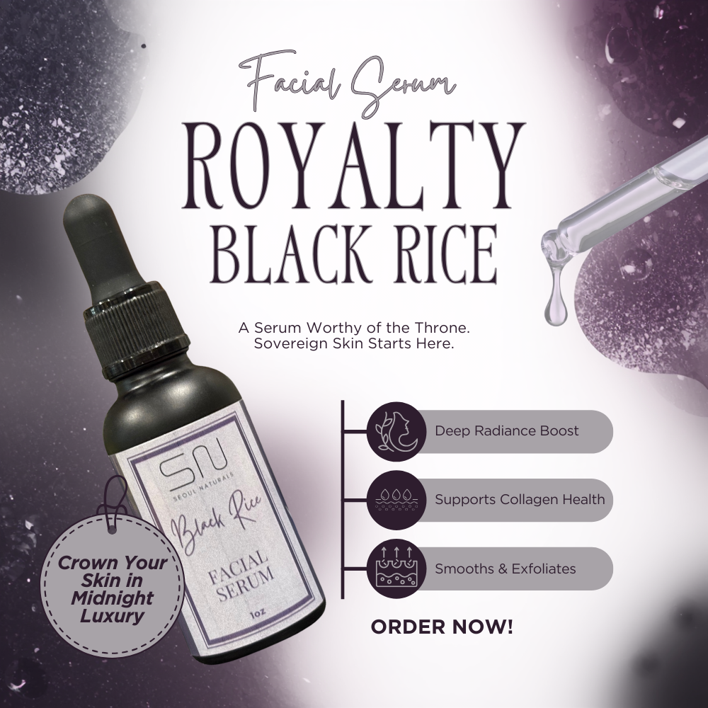 Seoul Naturals Royalty Black Rice Serum, Exfoliating Facial Serum, K Beauty, 1 oz