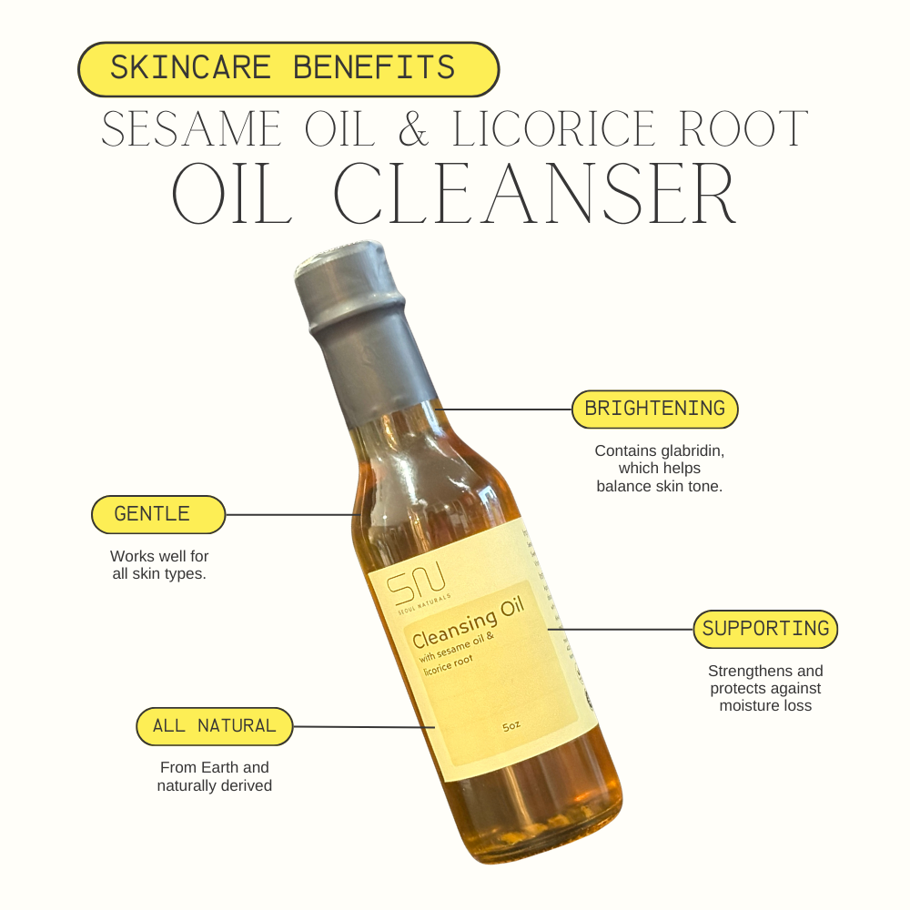 Seoul Naturals Sesame & Licorice Root Cleansing Oil - Lightweight K Beauty Oil Cleanser - 5fl oz