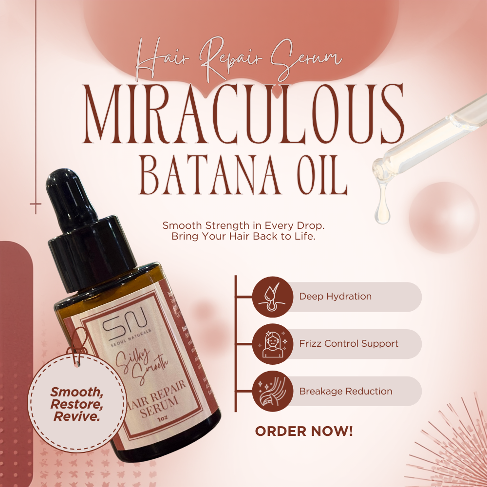 Silky Smooth Hair Repair Serum with Batana Oil, Squalane, and Panthenol, 1 oz