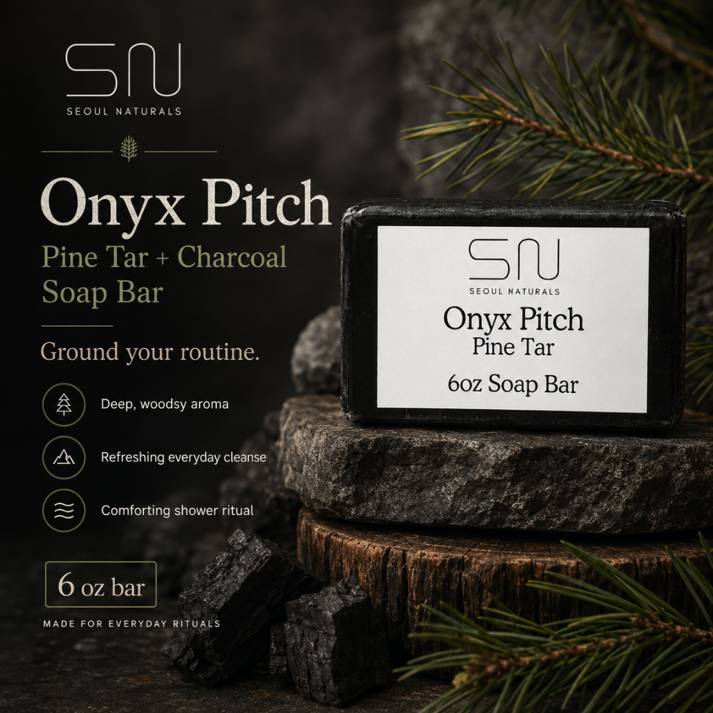 Seoul Naturals Onyx Pitch Pine Tar & Charcoal Soap, K Beauty, 6 oz
