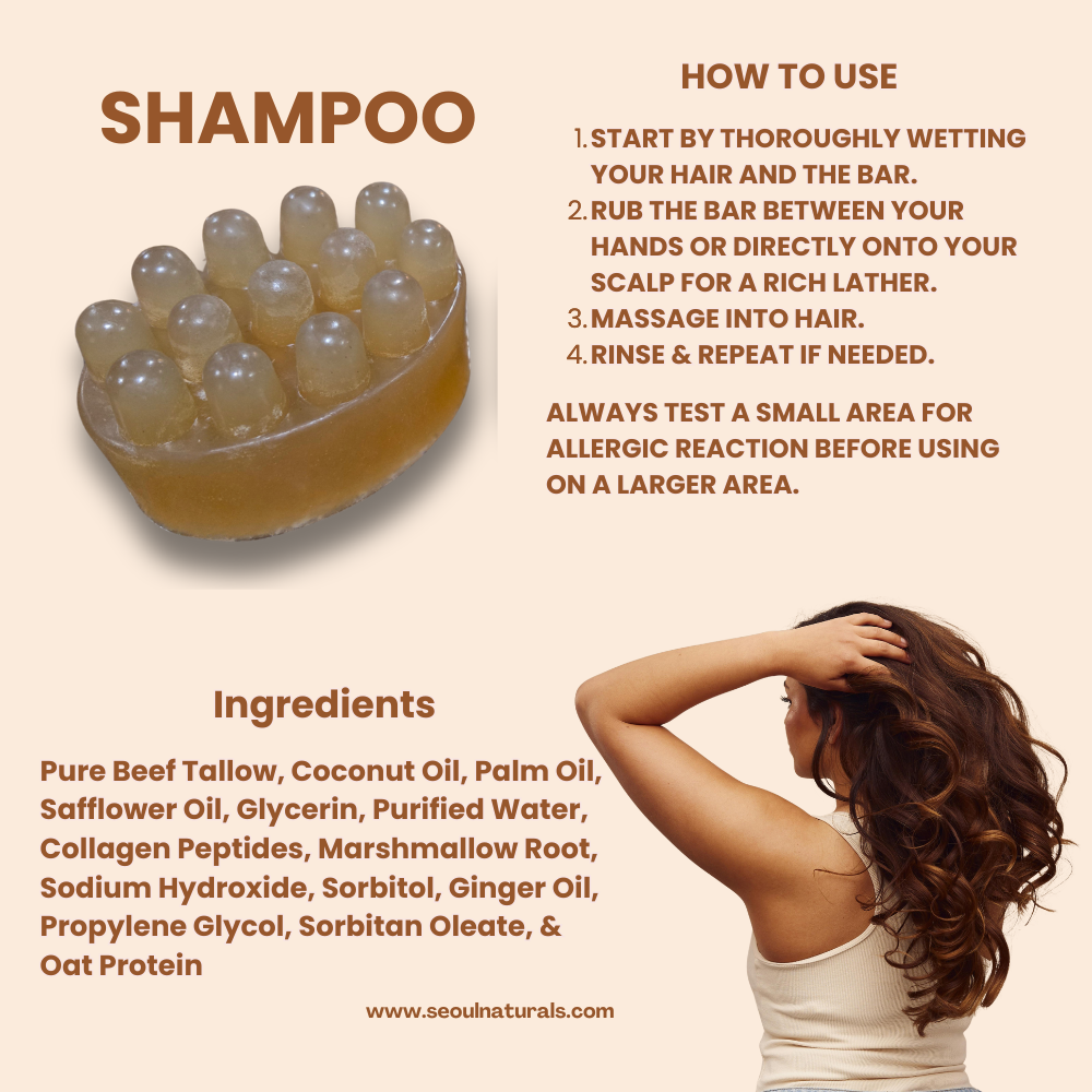 Tallow Shampoo Bar, 100% Natural, K Beauty, 5 oz