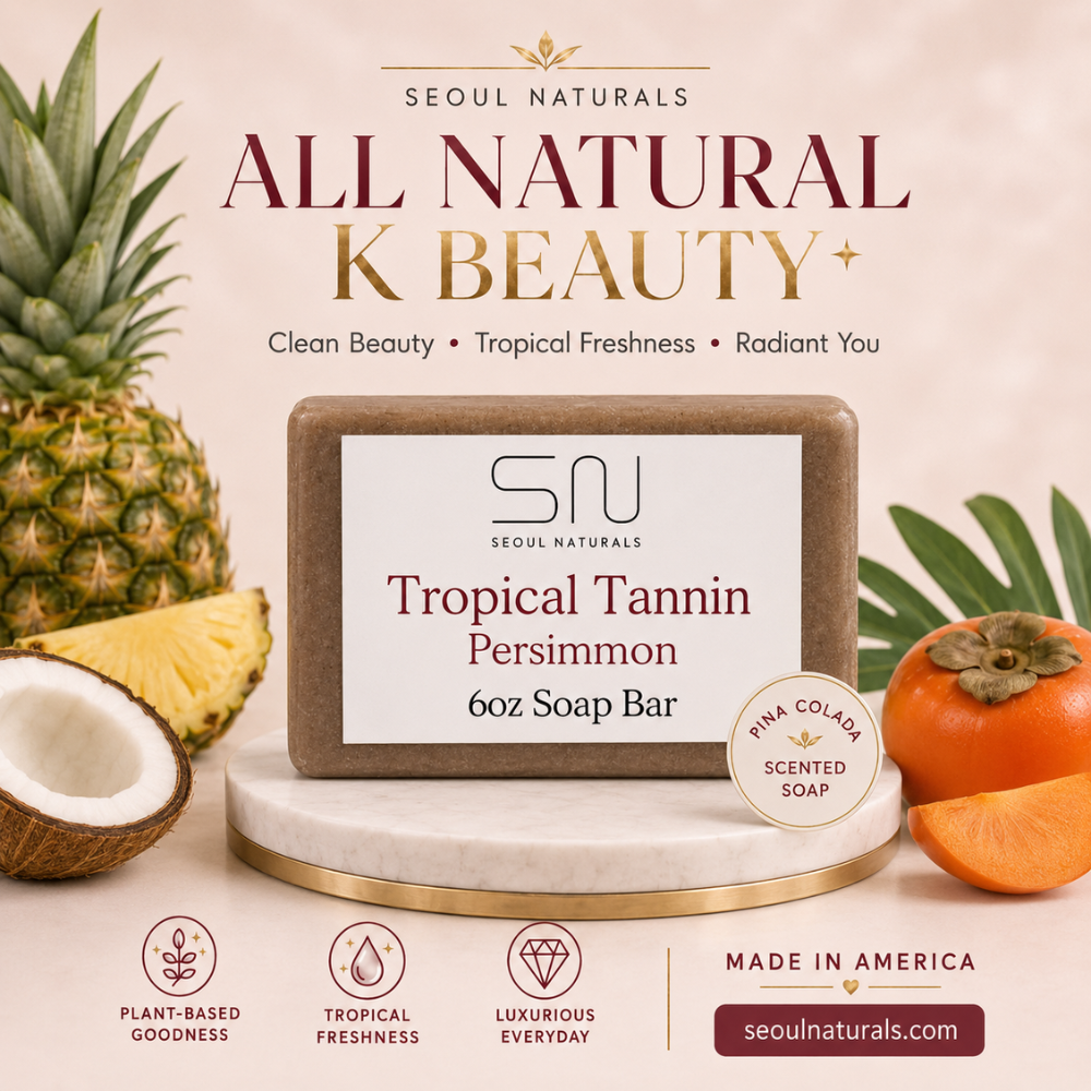 Seoul Naturals Tropical Tannin Persimmon Soap Bar, Piña Colada Scented, Nonenal Odor Neutralizer, k beauty, 6 oz