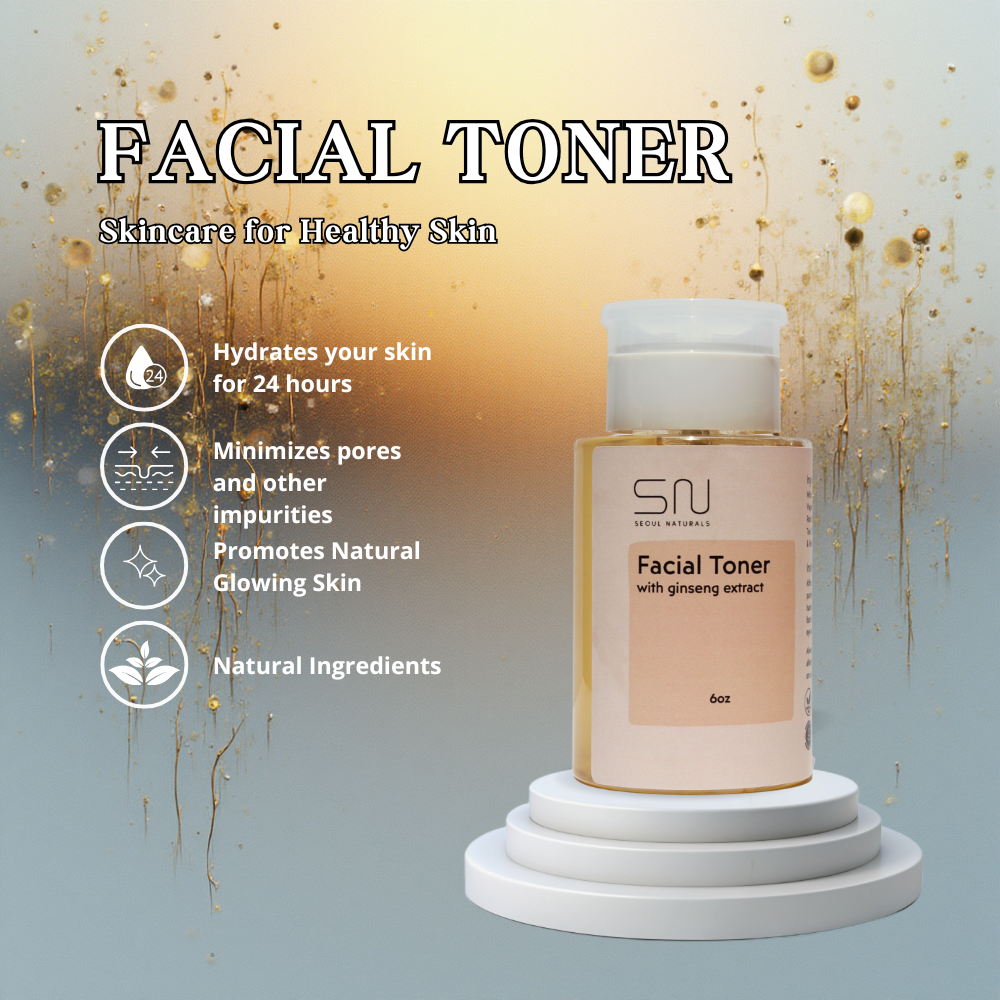 Seoul Naturals Ginseng Facial Toner with Witch Hazel, Aloe Vera, Chamomile Oil, K Beauty, 6 oz