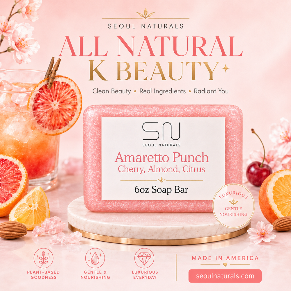 Seoul Naturals Amaretto Punch Soap Bar, Almond Cherry Citrus, k beauty, 6 oz