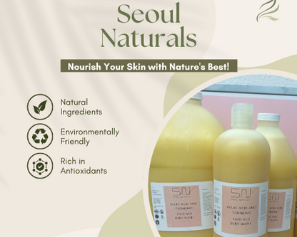 Kojic Acid and Turmeric Face and Body Wash, Brightening, Revitalizing, Hydrating, Natural, K Beauty