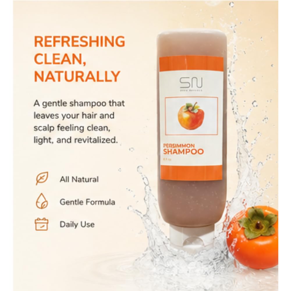 Seoul Naturals Persimmon Shampoo, Deodorizing and Nonenal Odor Eliminating, All Natural Ingredients, k beauty inspired, 8 fl oz
