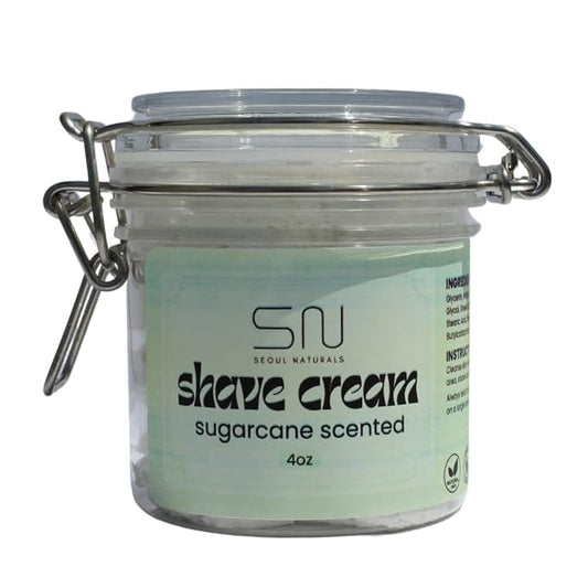 Seoul Naturals Shaving Cream Sugarcane Scented with Spatula, K Beauty, 4 oz