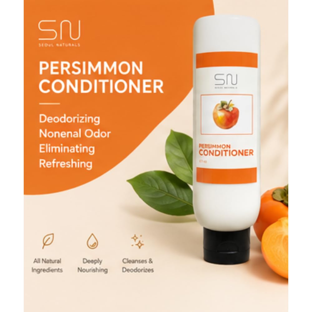 Seoul Naturals Persimmon Conditioner, Deodorizing and Nonenal Odor Eliminating, Deeply Nourishing, k beauty inspired, 8 fl oz