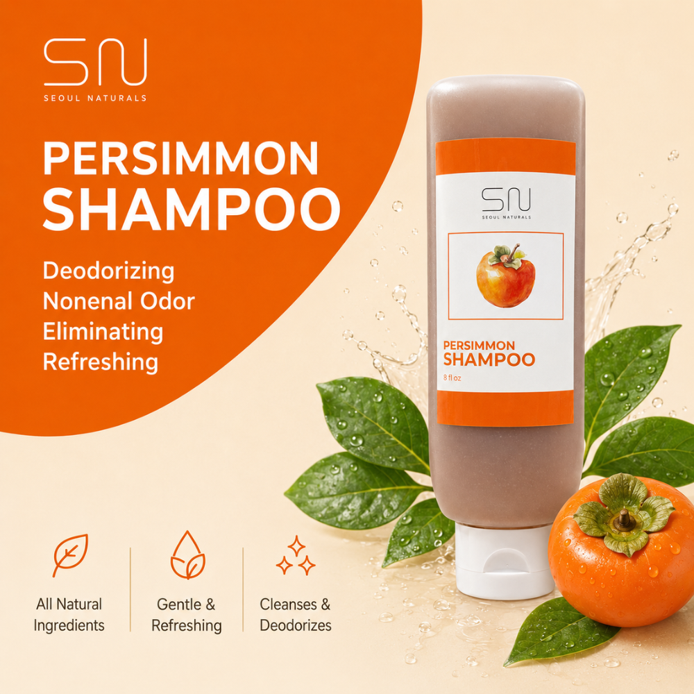 Seoul Naturals Persimmon Shampoo, Deodorizing and Nonenal Odor Eliminating, All Natural Ingredients, k beauty inspired, 8 fl oz