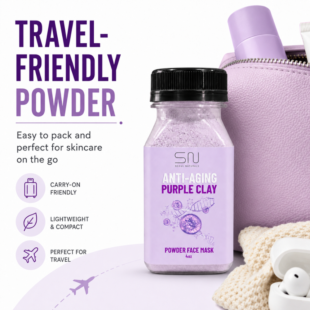 Seoul Naturals Purple Clay Face Mask Powder, 100% Natural Ingredients, K Beauty, 4fl oz