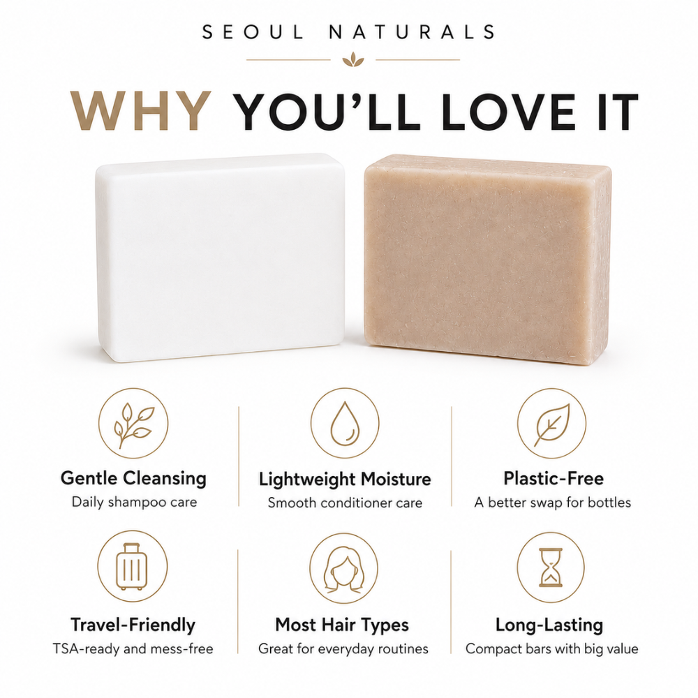 Seoul Naturals Rice Shampoo and Conditioner Set, Solid Shampoo & Conditioner Bar, Wooden Soap Saver Included Active Listed on May 28, 2026