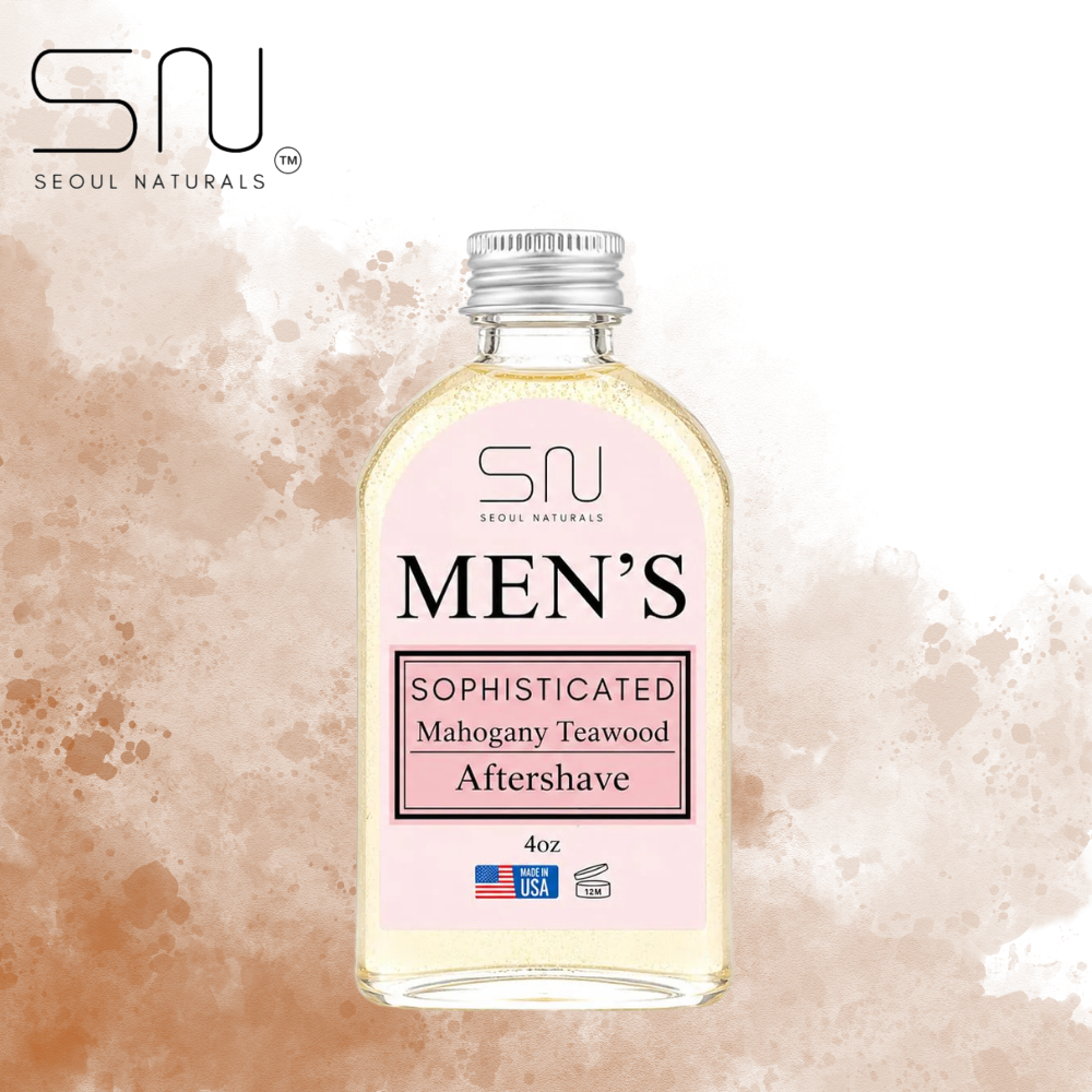 Seoul Naturals Men's Sophisticated Mahogany Teakwood Aftershave, alcohol free, k beauty, 4 oz