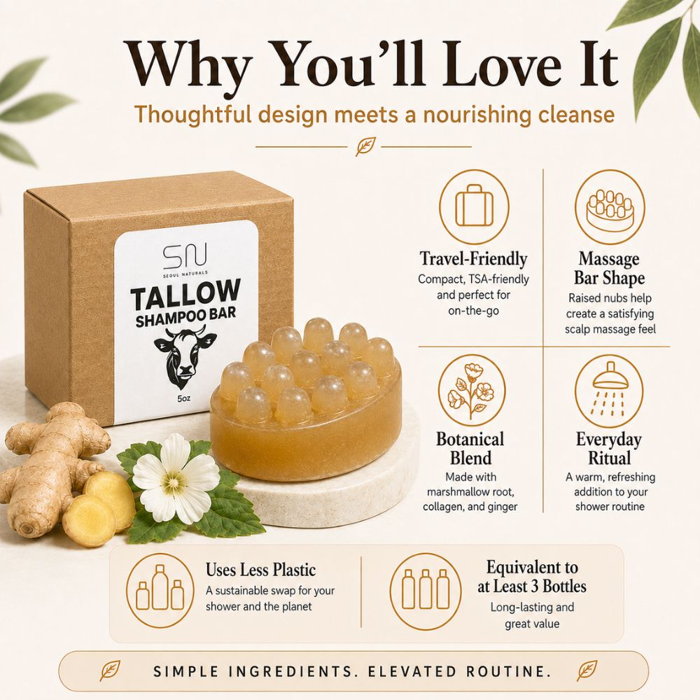 Tallow Shampoo Bar, 100% Natural, K Beauty, 5 oz