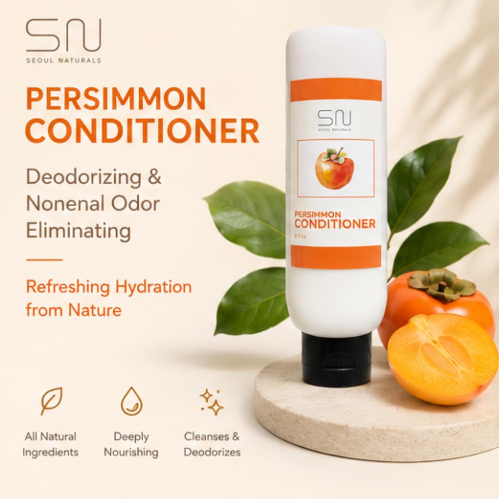 Seoul Naturals Persimmon Conditioner, Deodorizing and Nonenal Odor Eliminating, Deeply Nourishing, k beauty inspired, 8 fl oz