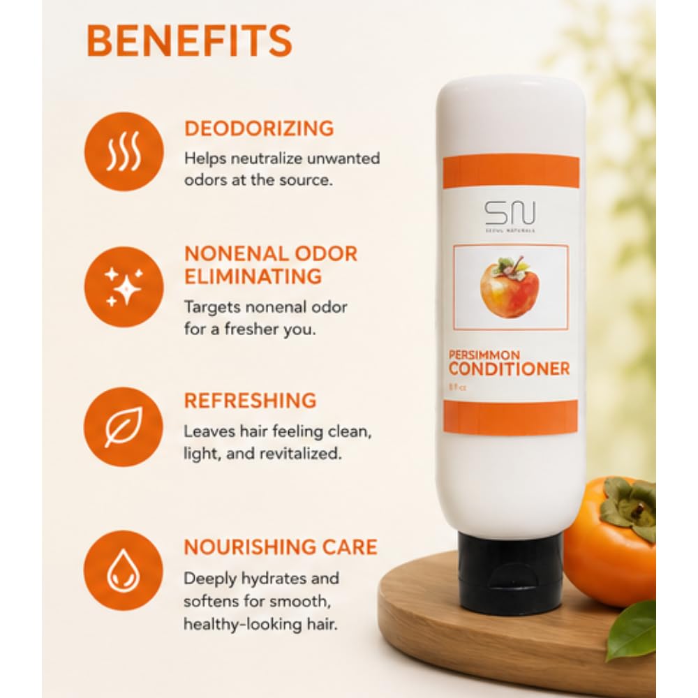 Seoul Naturals Persimmon Conditioner, Deodorizing and Nonenal Odor Eliminating, Deeply Nourishing, k beauty inspired, 8 fl oz