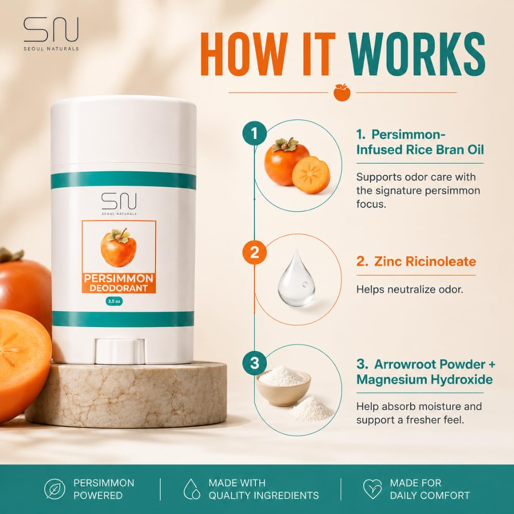 Seoul Naturals Persimmon Deodorant, k beauty, 2.65 oz